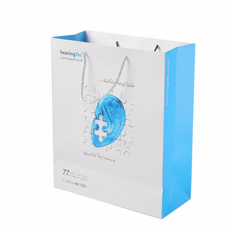 Recycled Customized White Cardboard with Fancy Color Printing Paper Bag for Goods Packaging with Handle