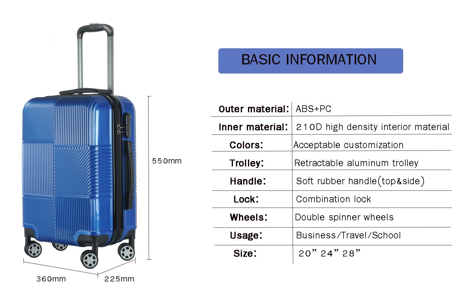 Special Designed ABS+PC Hard Trolley Travel Luggage Set