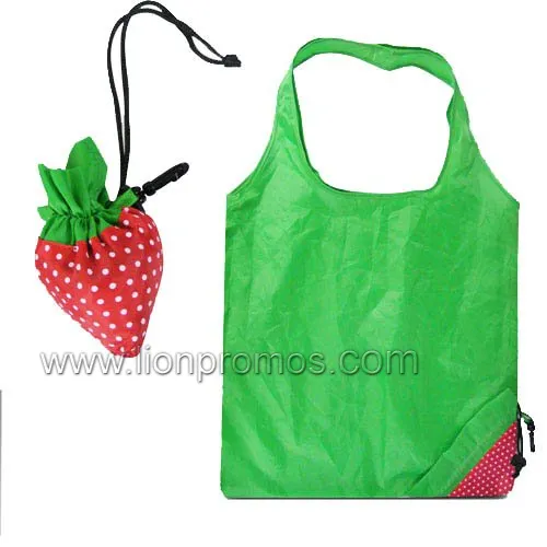 Stawberry Shape Promotional Gift Folding up Polyester Shopping Bag