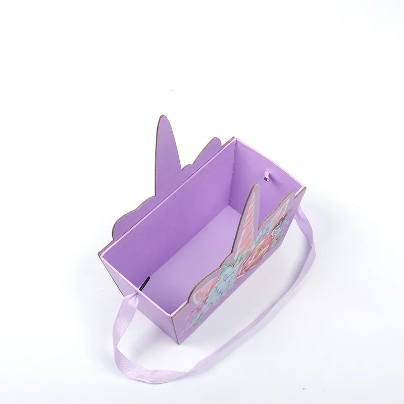 Unicorn Style Portable Present Storage Packaging Box with Ribbon Handles