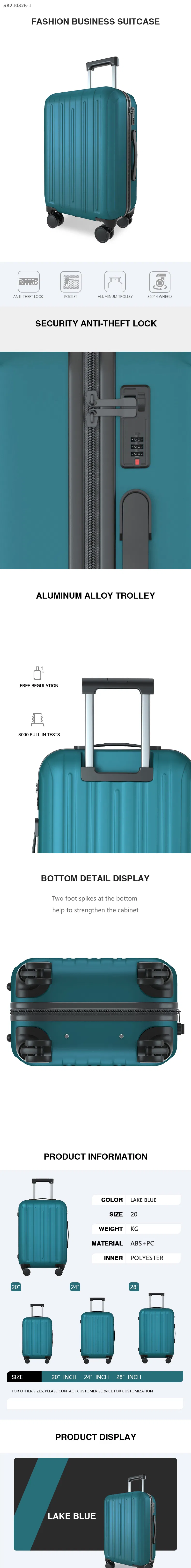 Wholesale ABS+PC Polyester Cabine Waterproof Hand Luggage for Travel Bussiness