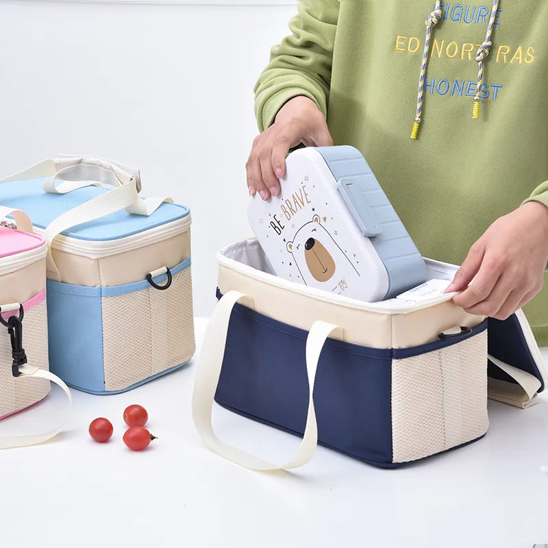 Wholesale Cooler Bag Outdoor Picnic Eco Lunch Bag Food Preservation Ice Bag Portable Single Shoulder Reusable School Lunch Bag