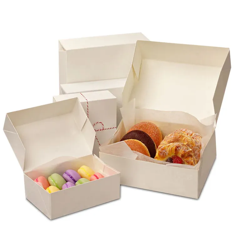 Wholesale Custom Cake Cookies Chocolate Desert Donut Cupcake Biscuit Macaron Bakery Pies Sweet Food Cardboard Packing Paper Foldable Display Gift Packaging Box