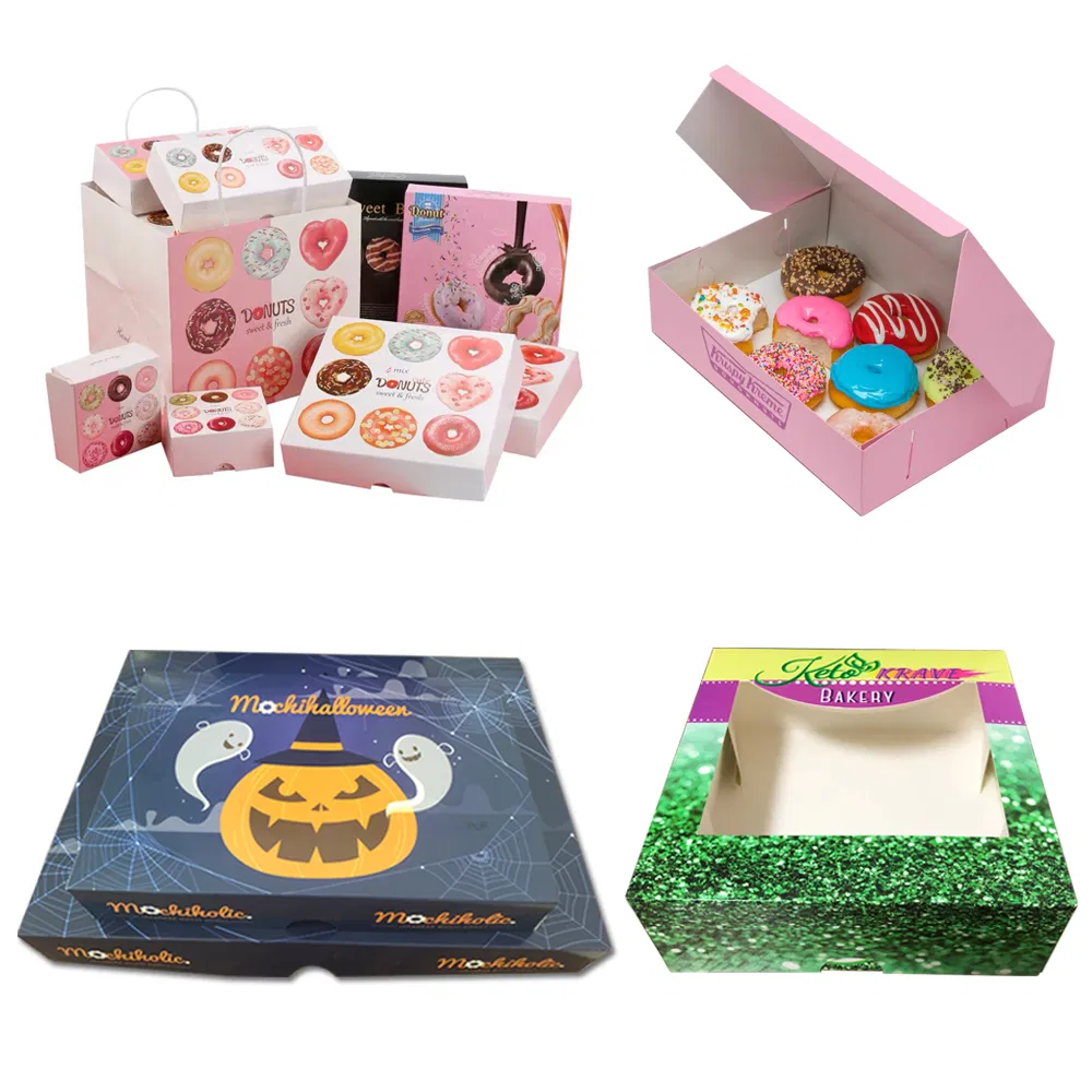Wholesale Custom Cake Cookies Chocolate Desert Donut Cupcake Biscuit Macaron Bakery Pies Sweet Food Cardboard Packing Paper Foldable Display Gift Packaging Box