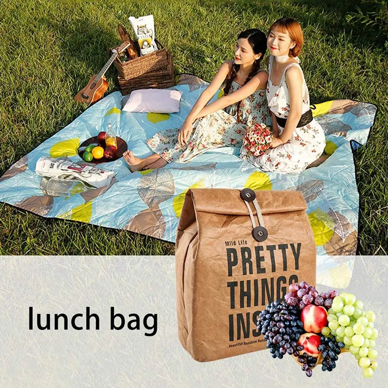 Wholesale Custom DuPont Design Tyvek Brown Kraft Paper Waterproof Insulated Lunch Cooler Bag