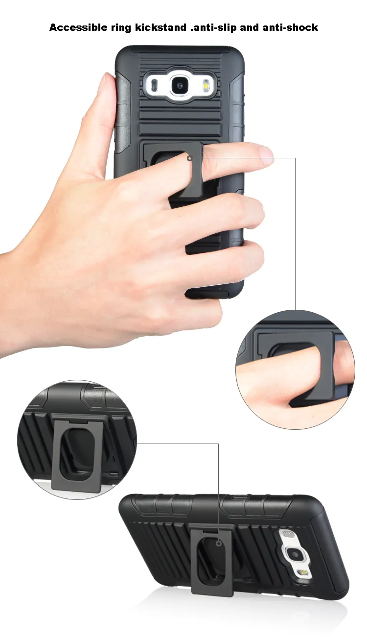 Wholesale Price Newest Design TPU+PC Cover Case for Samsung J510, Mobile Phone Case with Ring Kickstand Holder Function