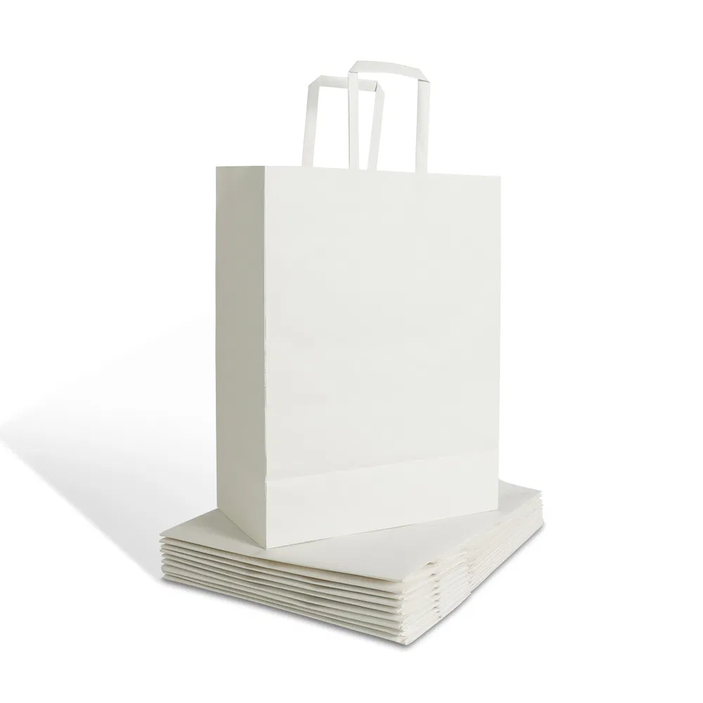 Wholesale Printed Your Own Logo Custom Recycle Gift Made Bags White Logo Paper Bag